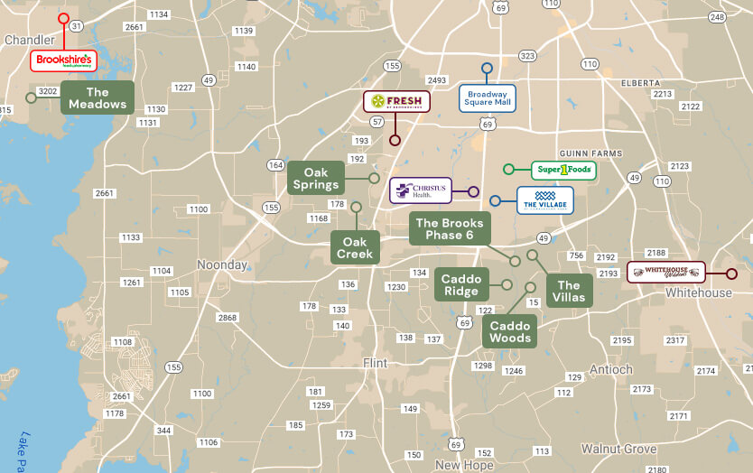 Subdivisions of East Texas Amenities